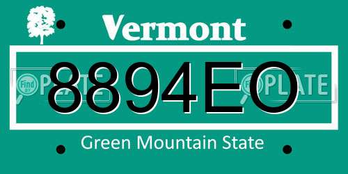 8894EO Vermont License Plate