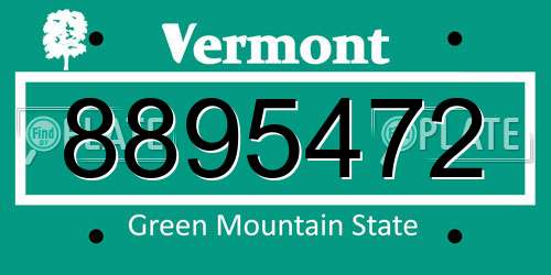 8895472 Vermont License Plate