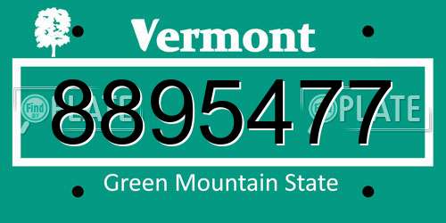 8895477 Vermont License Plate