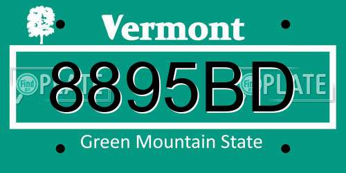 8895BD Vermont License Plate