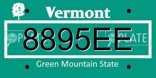 8895EE Vermont License Plate