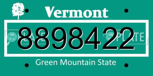 8898422 Vermont License Plate