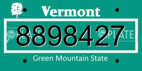 8898427 Vermont License Plate