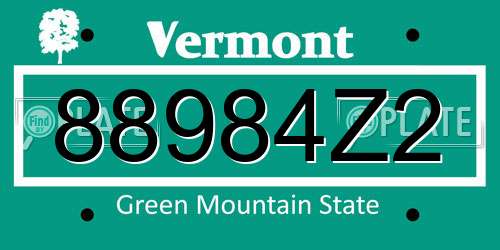 88984Z2 Vermont License Plate