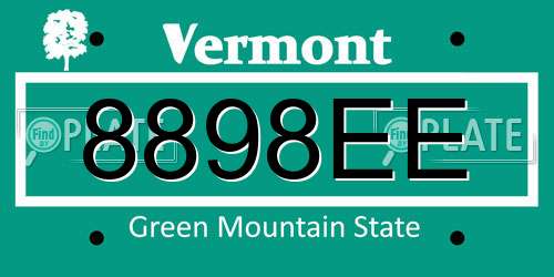 8898EE Vermont License Plate