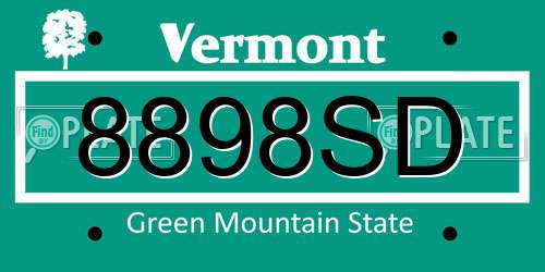 8898SD Vermont License Plate