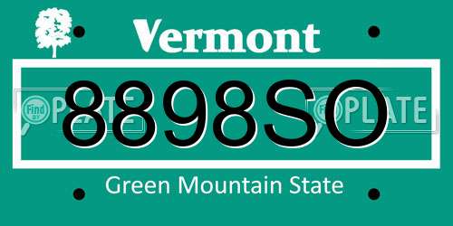 8898SO Vermont License Plate
