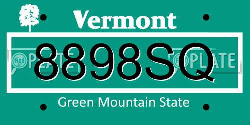 8898SQ Vermont License Plate