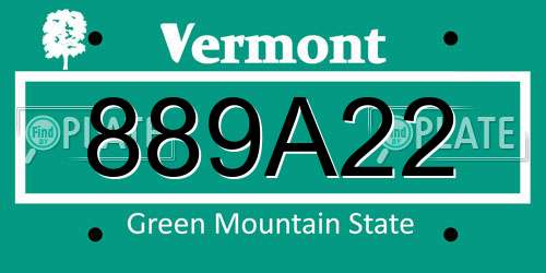 889A22 Vermont License Plate