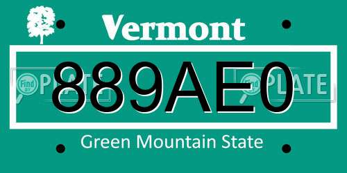 889AE0 Vermont License Plate
