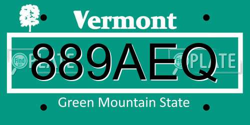 889AEQ Vermont License Plate