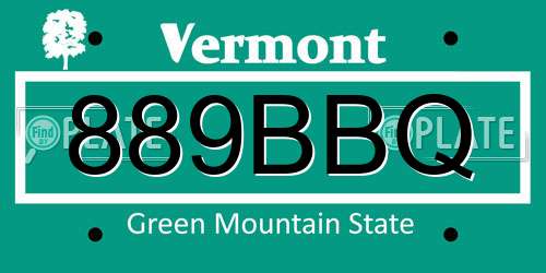 889BBQ Vermont License Plate