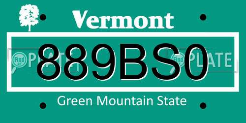 889BS0 Vermont License Plate