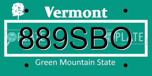 889SBO Vermont License Plate