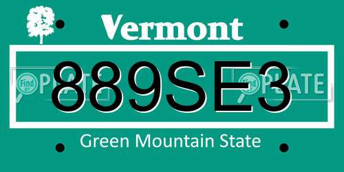 889SE3 Vermont License Plate
