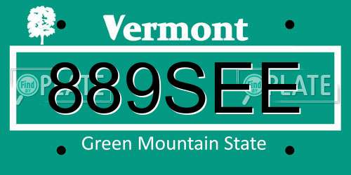 889SEE Vermont License Plate