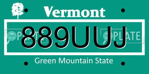889UUJ Vermont License Plate