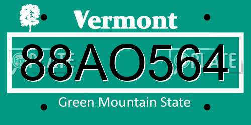 88AO564 Vermont License Plate
