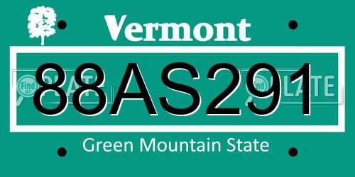 88AS291 Vermont License Plate
