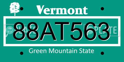 88AT563 Vermont License Plate