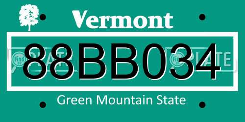88BB034 Vermont License Plate