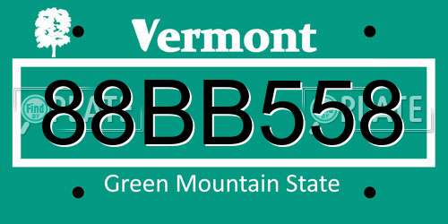 88BB558 Vermont License Plate