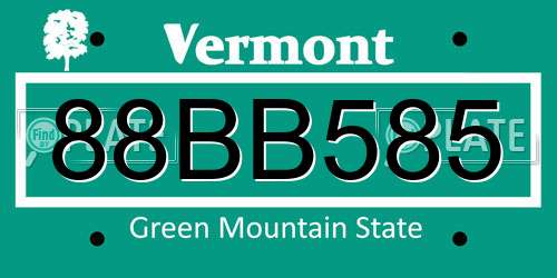 88BB585 Vermont License Plate