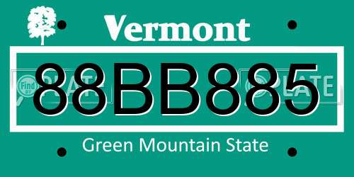 88BB885 Vermont License Plate