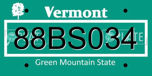 88BS034 Vermont License Plate