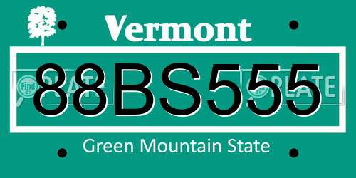 88BS555 Vermont License Plate