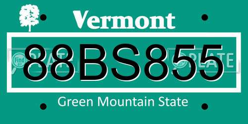 88BS855 Vermont License Plate