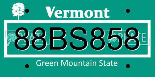 88BS858 Vermont License Plate
