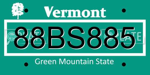 88BS885 Vermont License Plate