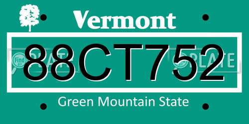 88CT752 Vermont License Plate