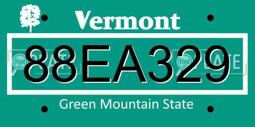 88EA329 Vermont License Plate