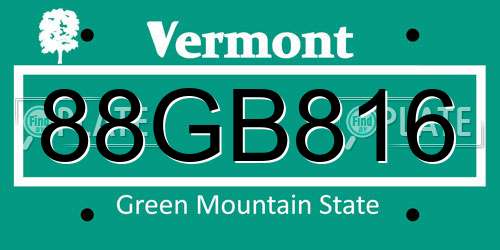 88GB816 Vermont License Plate