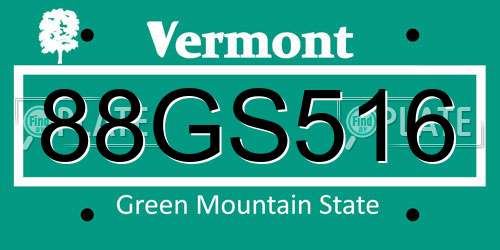 88GS516 Vermont License Plate