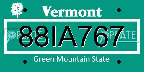88IA767 Vermont License Plate