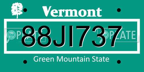 88JI737 Vermont License Plate