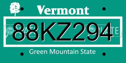 88KZ294 Vermont License Plate