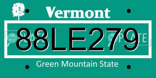 88LE279 Vermont License Plate