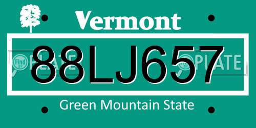 88LJ657 Vermont License Plate