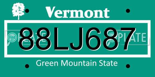 88LJ687 Vermont License Plate