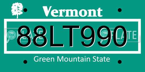 88LT990 Vermont License Plate