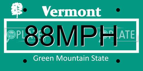 88MPH Vermont License Plate