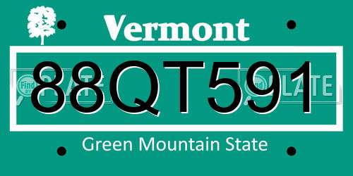 88QT591 Vermont License Plate