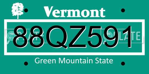 88QZ591 Vermont License Plate