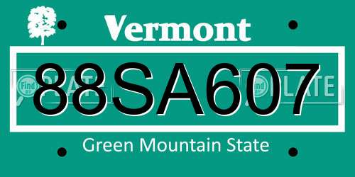 88SA607 Vermont License Plate
