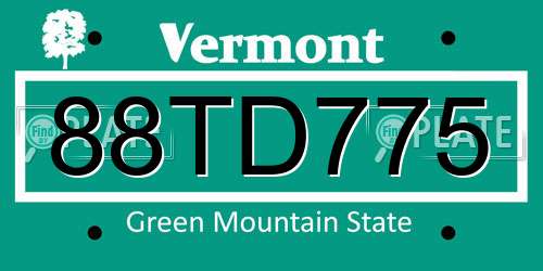88TD775 Vermont License Plate