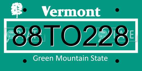88TO228 Vermont License Plate